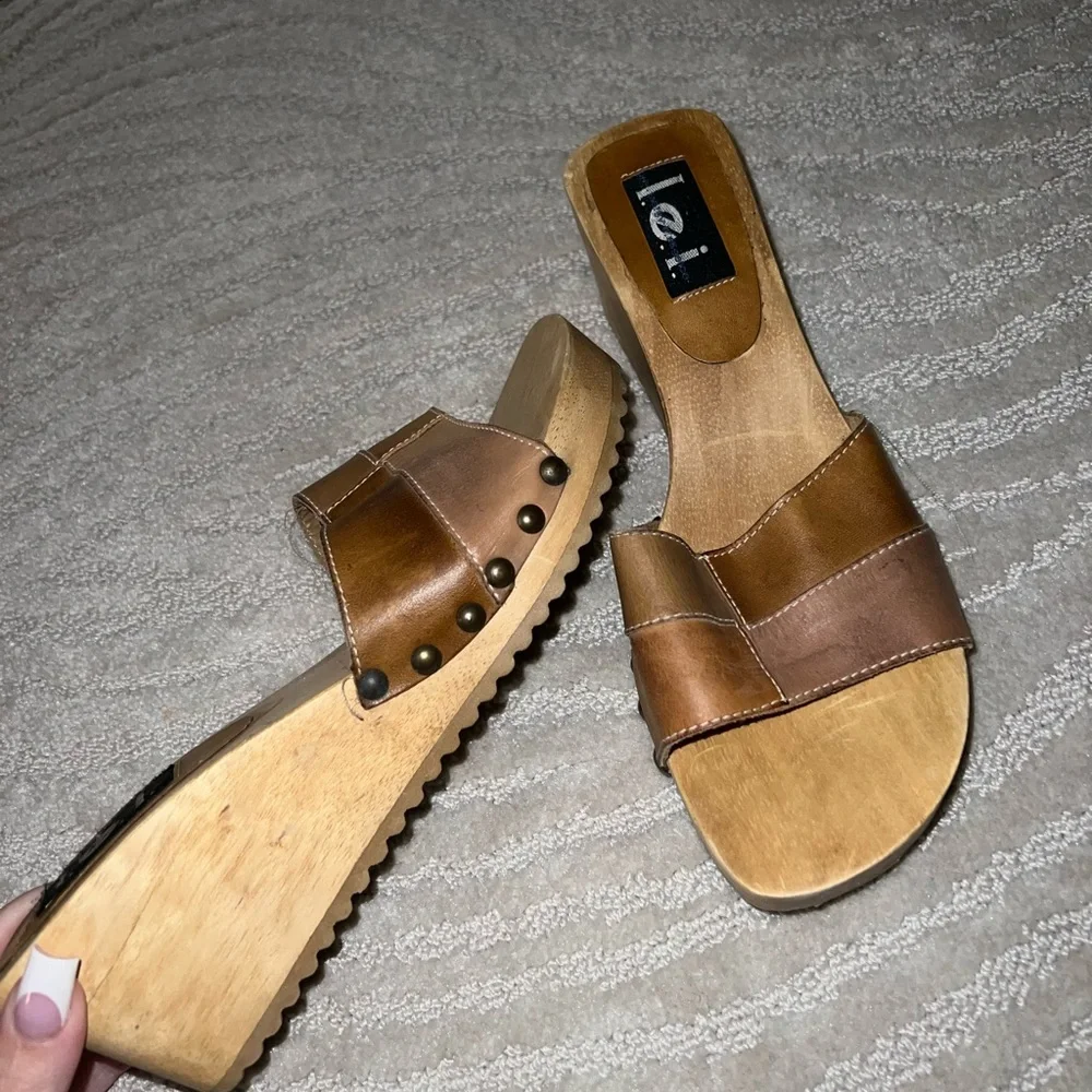 Y2K PATCHWORK L.E.I. WOOD WEDGES - Picture 3 of 4